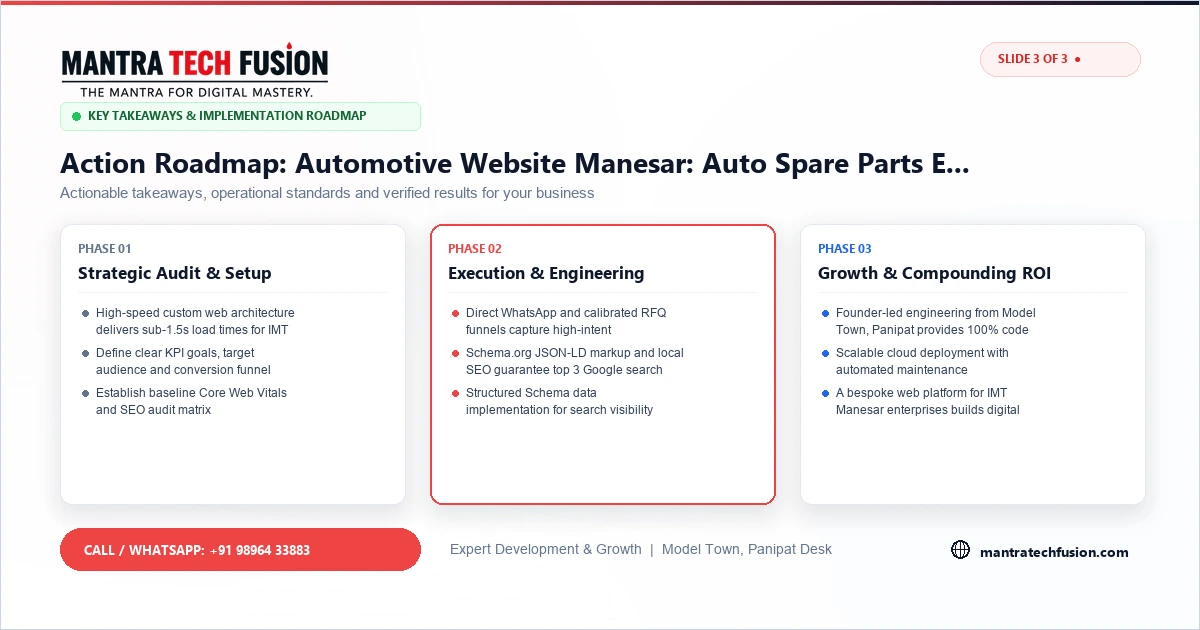 Automotive Website Manesar: Auto Spare Parts Exporter Implementation Roadmap