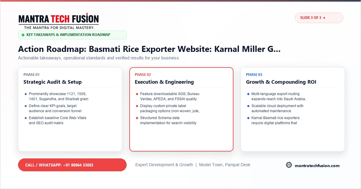 Basmati Rice Exporter Website: Karnal Miller Guide Implementation Roadmap