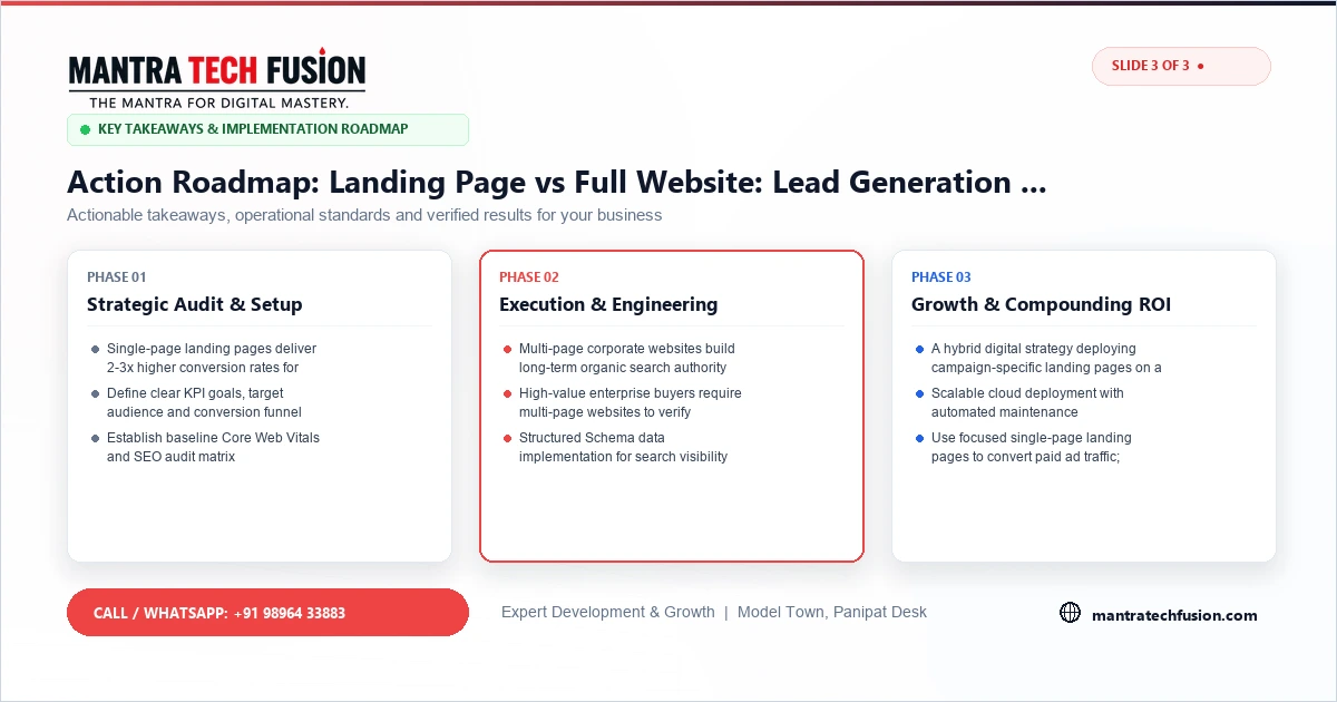 Landing Page vs Full Website: Lead Generation ROI Guide Implementation Roadmap