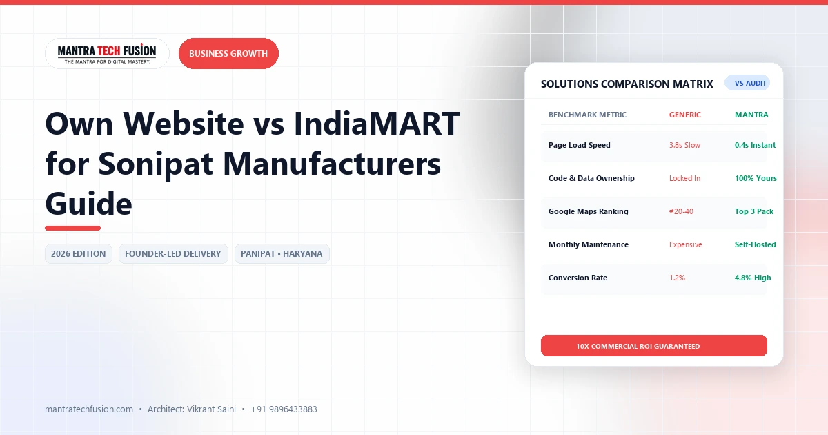 B2B lead generation matrix comparing own website vs indiamart