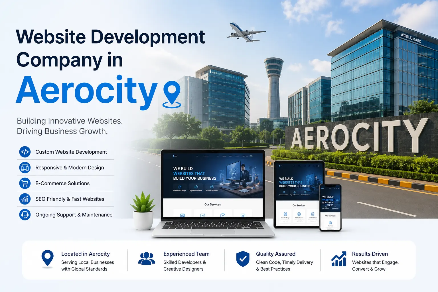 Professional website development and digital solutions services across Aerocity by Mantra Tech Fusion