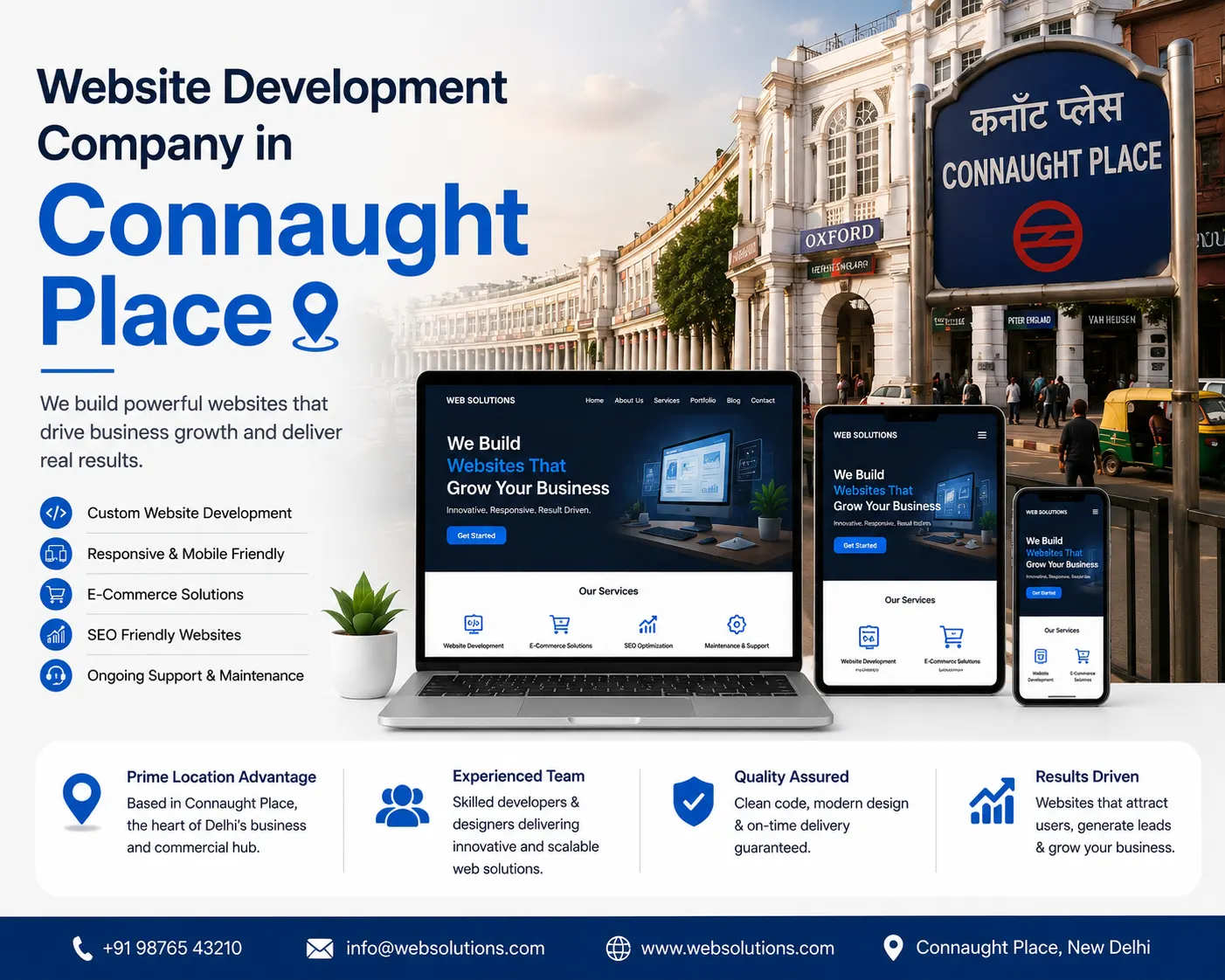 Professional website development and digital solutions services across Connaught Place by Mantra Tech Fusion