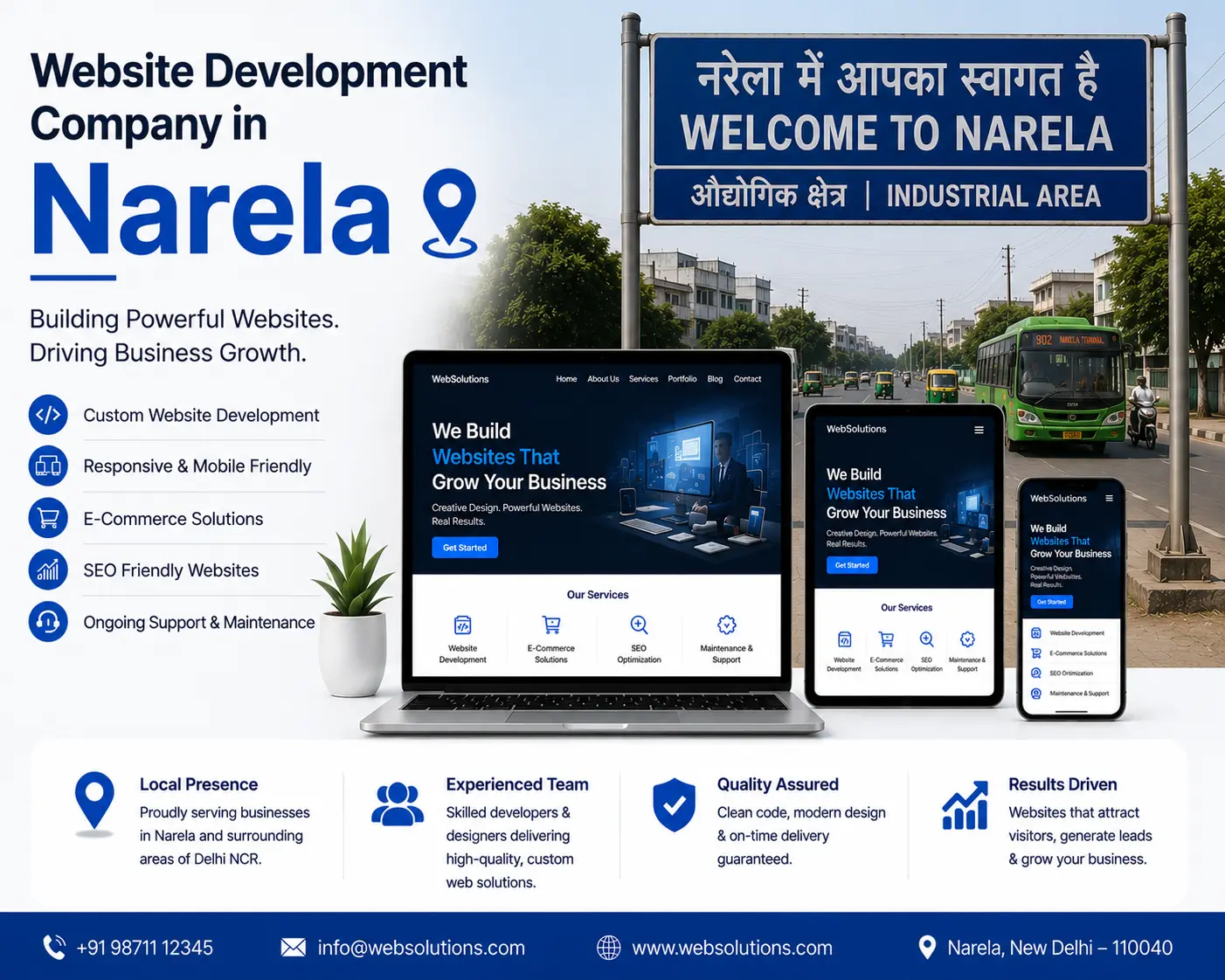 Professional website development and digital solutions services across Narela by Mantra Tech Fusion