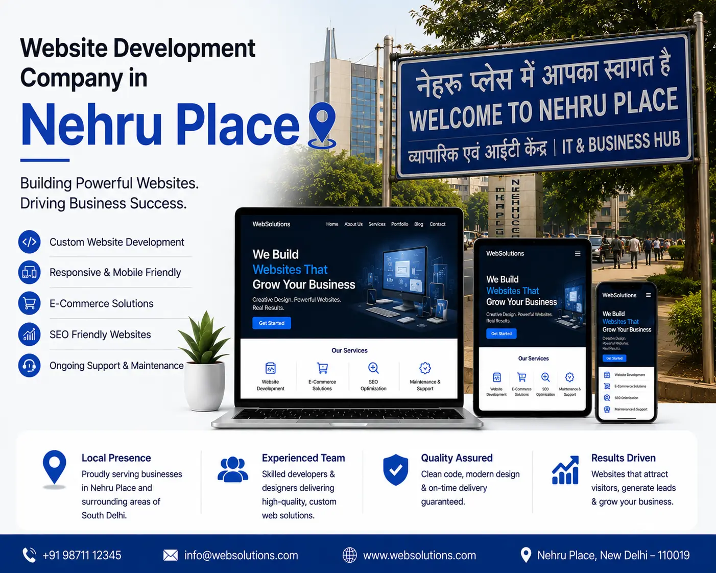 Professional website development and digital solutions services across Nehru Place by Mantra Tech Fusion