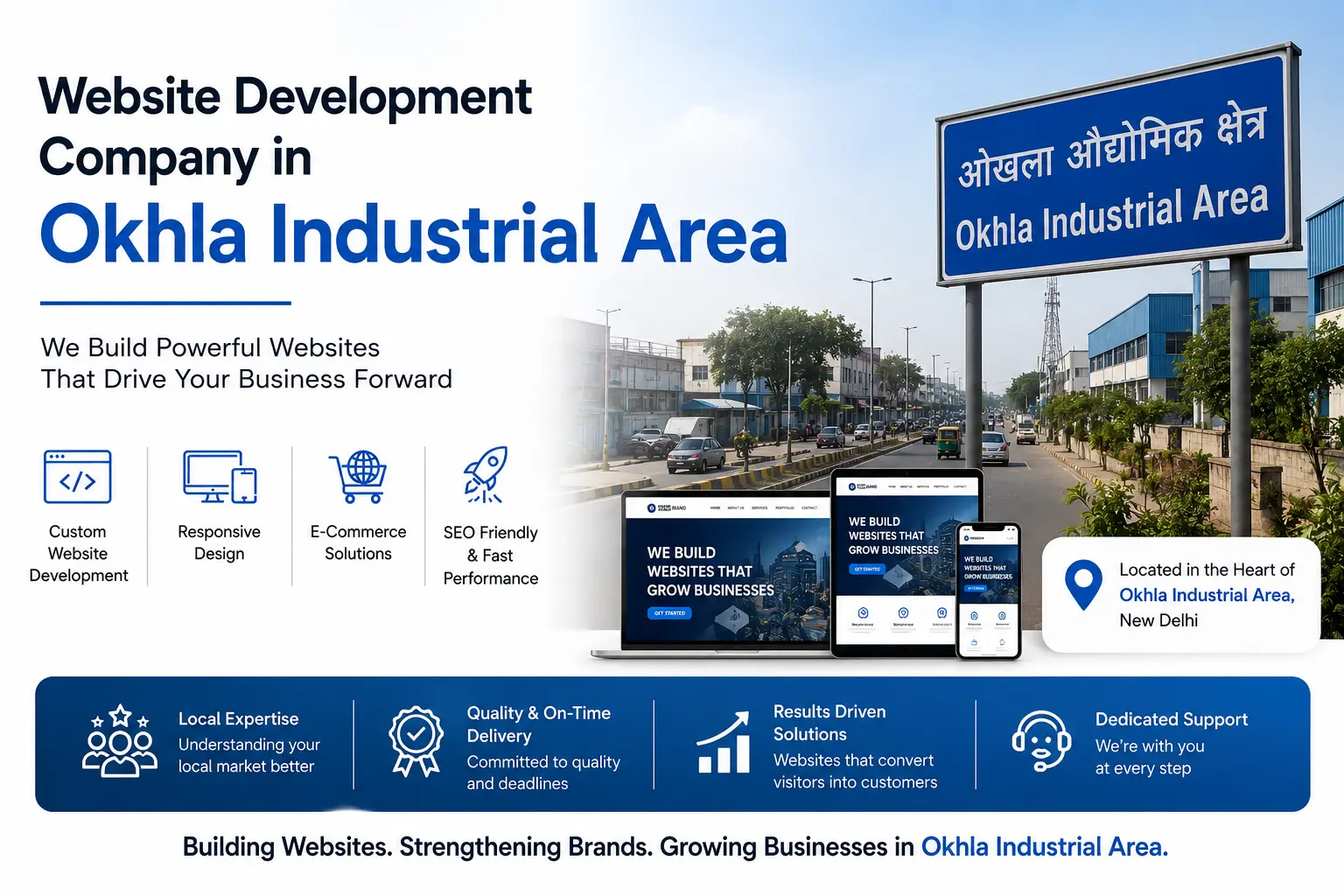 Professional website development and digital solutions services across Okhla Industrial Area by Mantra Tech Fusion