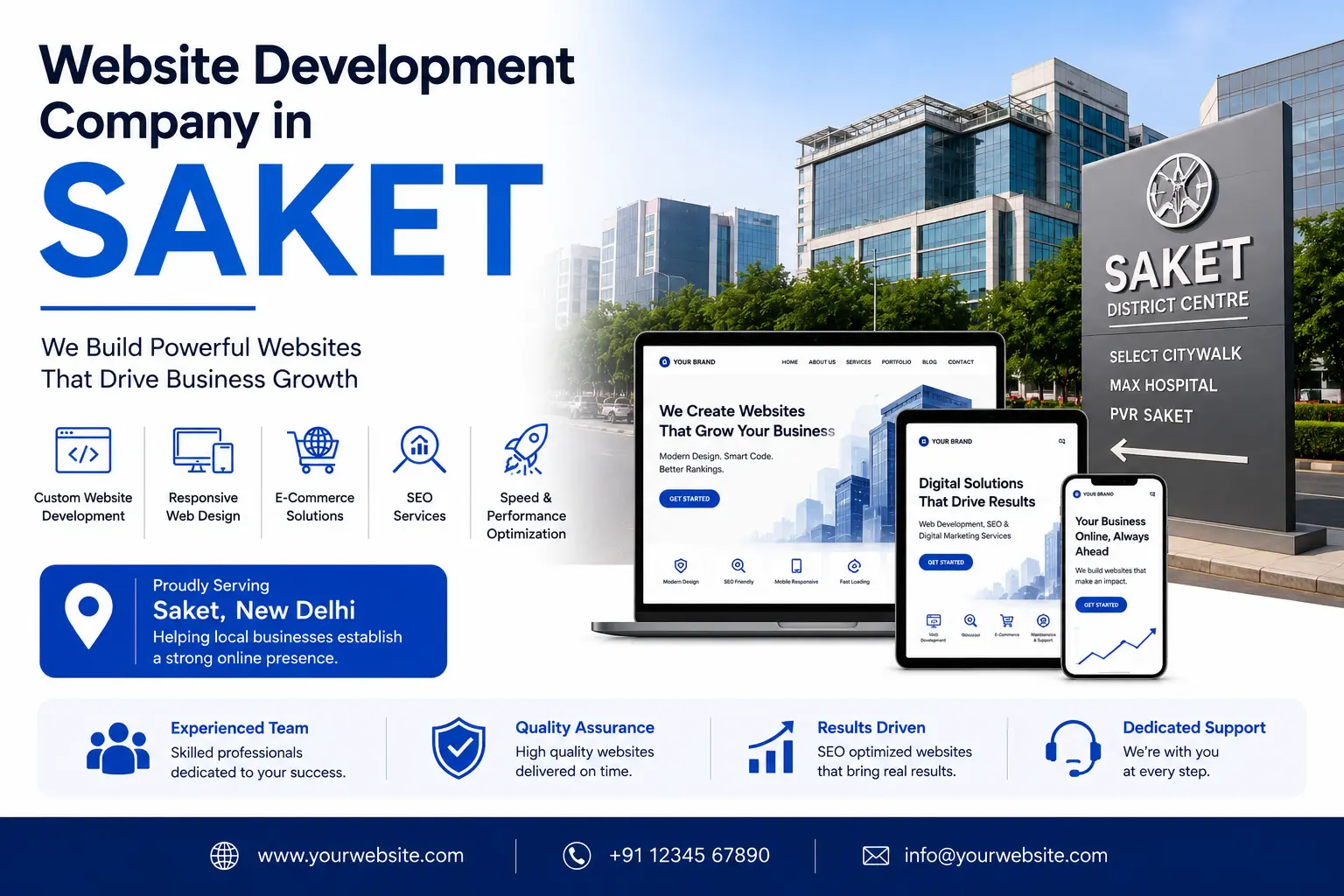 Professional website development and digital solutions services across Saket by Mantra Tech Fusion
