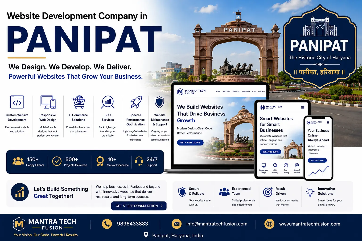 Professional website development and digital solutions services across Panipat by Mantra Tech Fusion