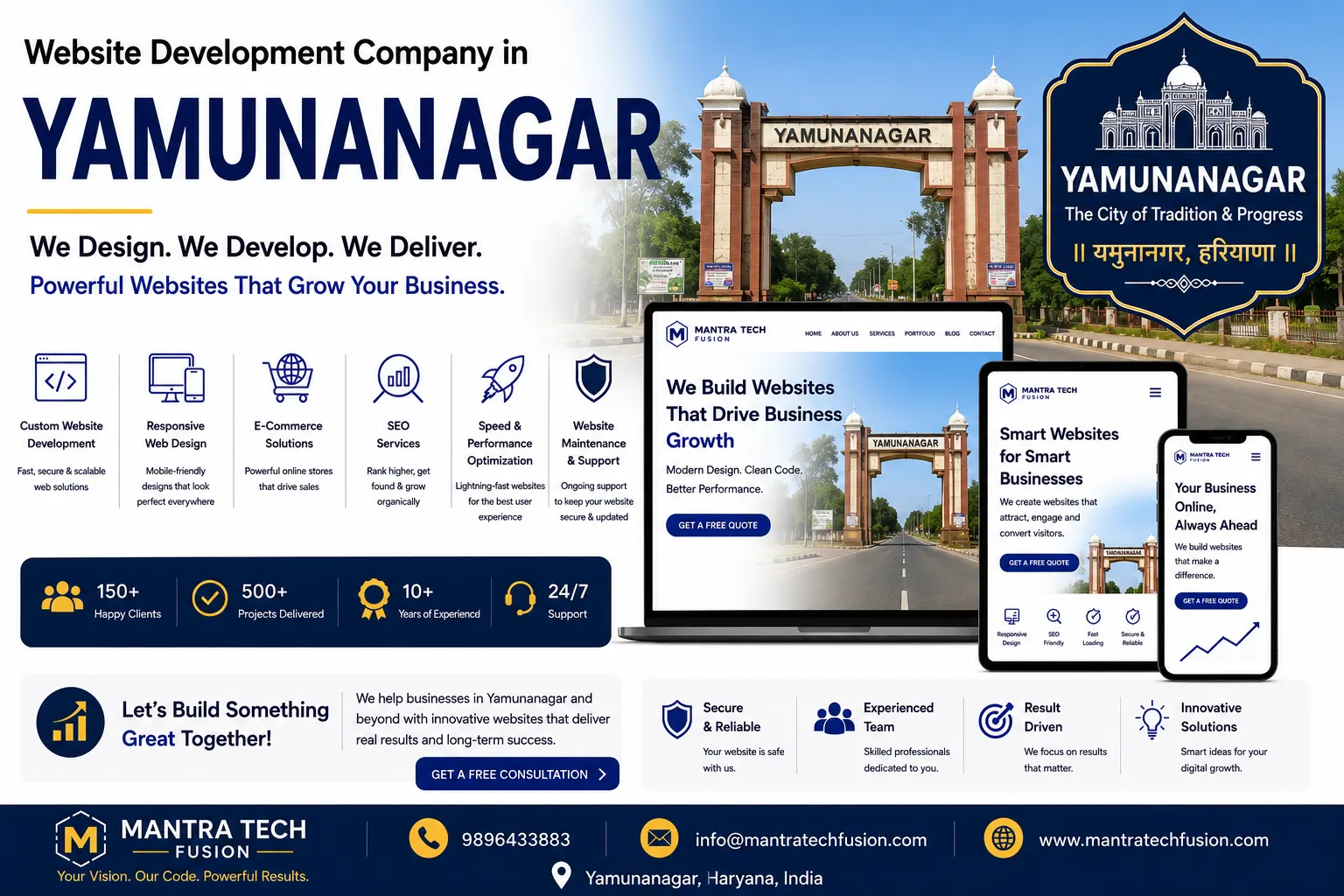 Professional website development and digital solutions services across Yamunanagar by Mantra Tech Fusion