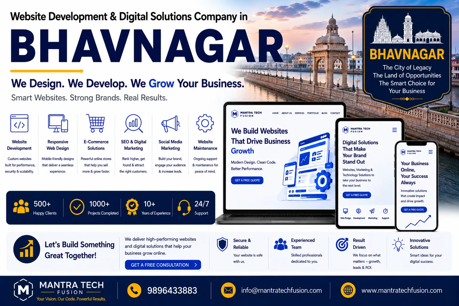 Professional website development and digital solutions services across Bhavnagar by Mantra Tech Fusion