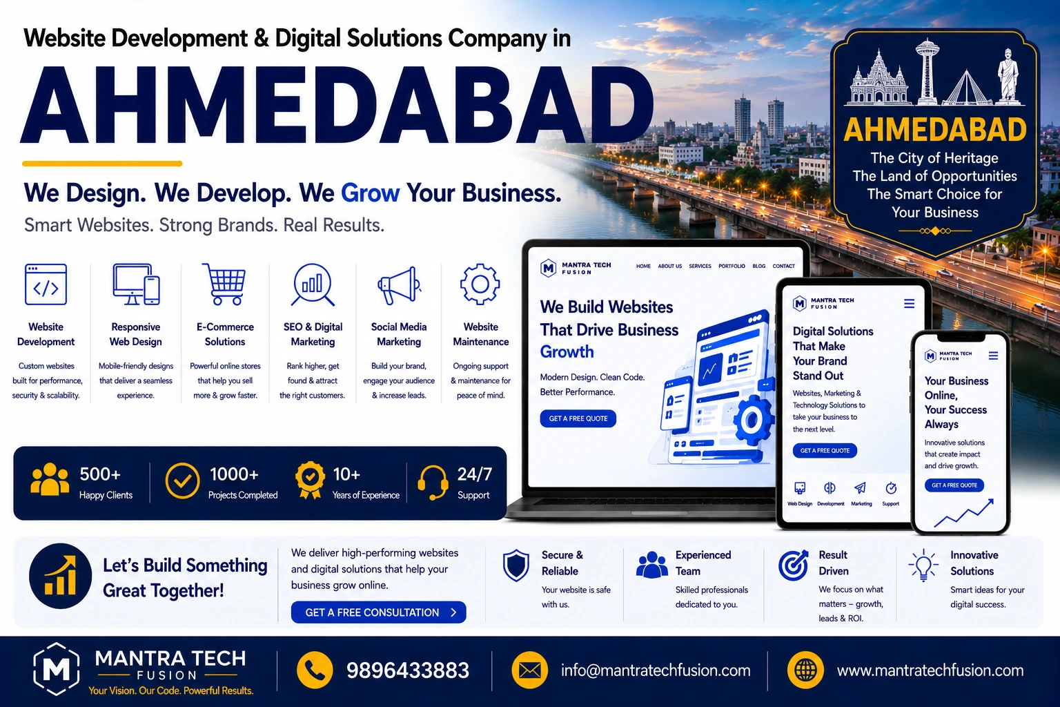 Professional website development and digital solutions services across Ahmedabad by Mantra Tech Fusion
