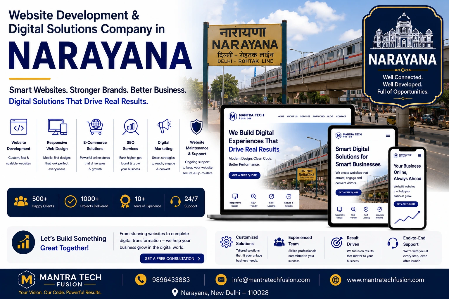 Professional website development and digital solutions services across Narayana by Mantra Tech Fusion