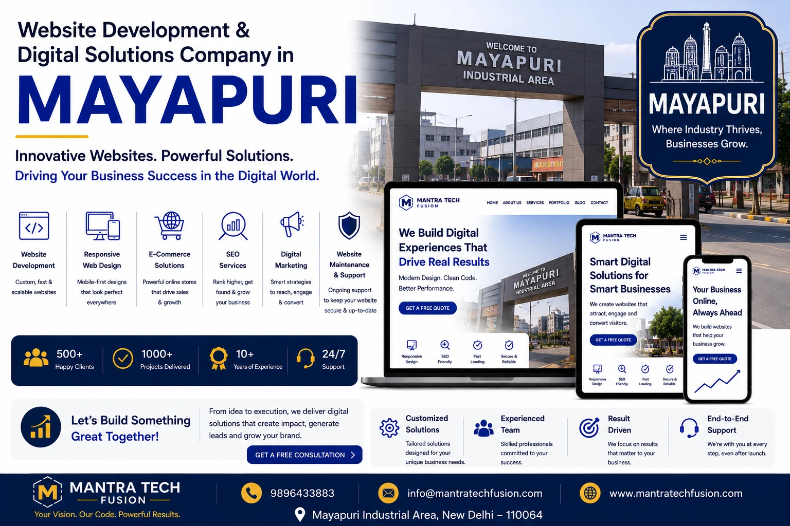 Professional website development and digital solutions services across Mayapuri by Mantra Tech Fusion