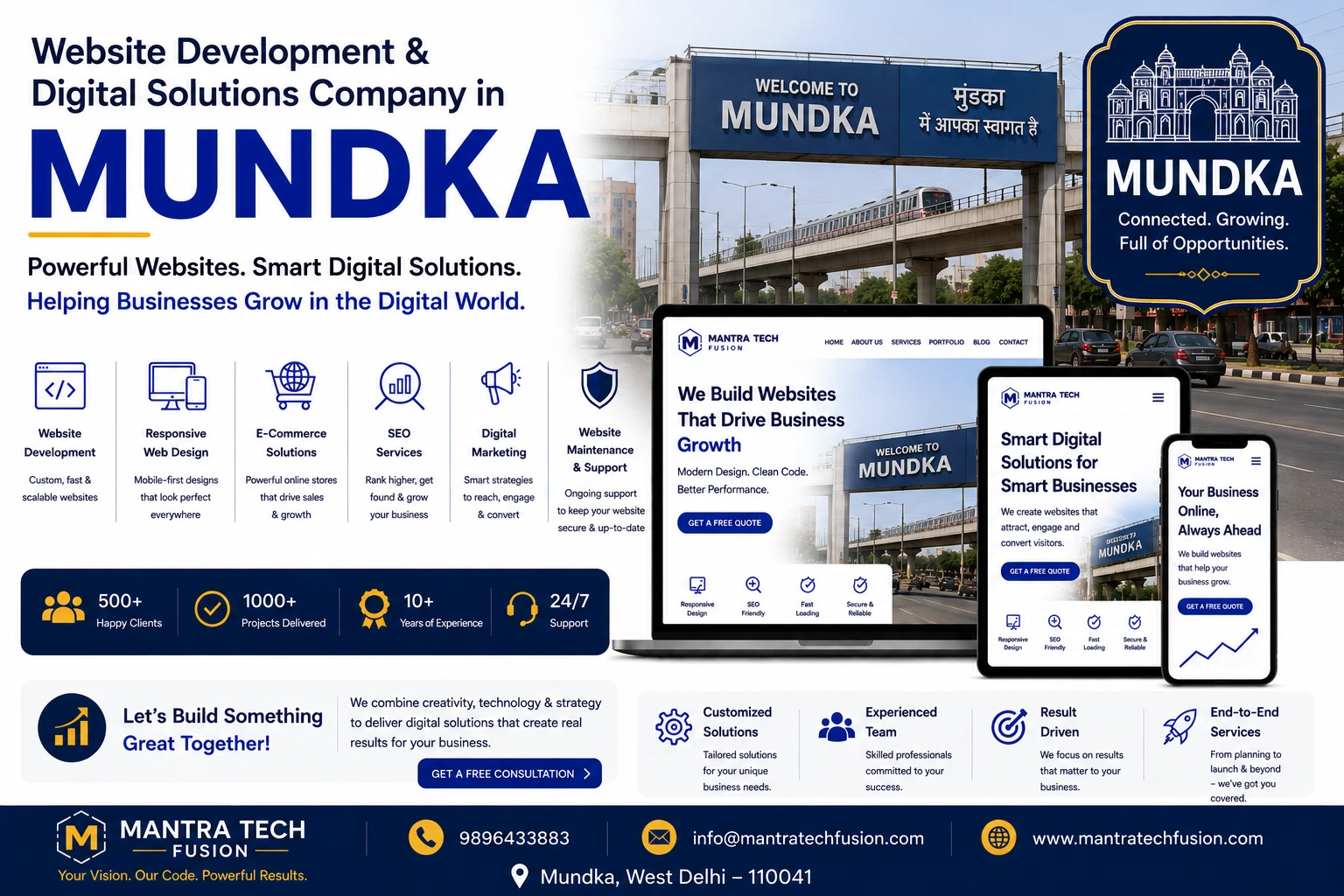 Professional website development and digital solutions services across Mundka by Mantra Tech Fusion