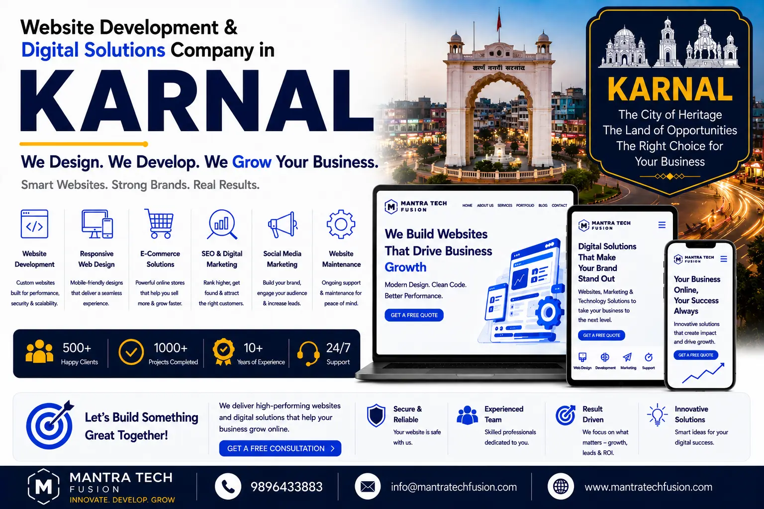 Professional website development and digital solutions services across Karnal by Mantra Tech Fusion