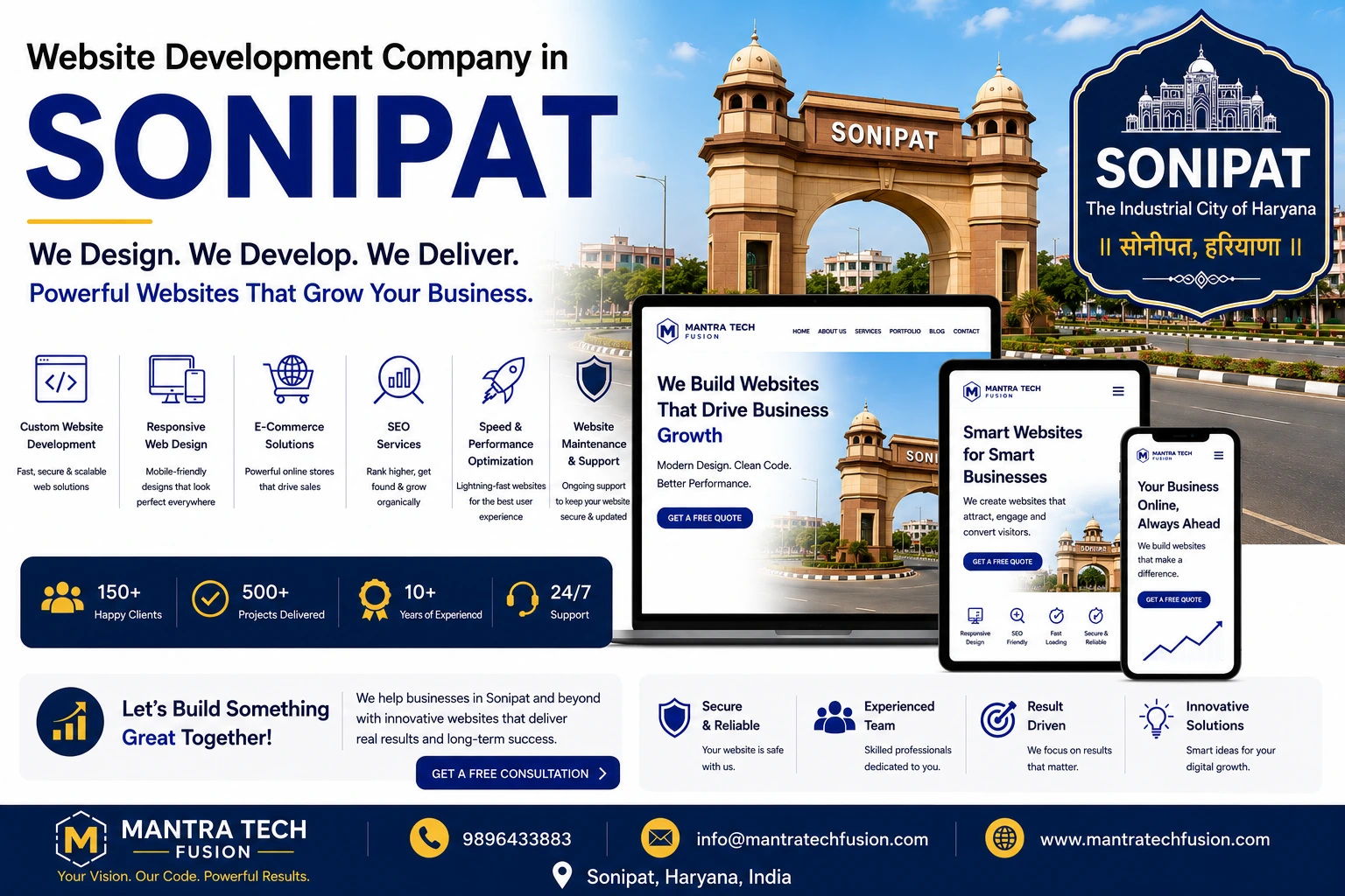 Professional website development and digital solutions services across Sonipat by Mantra Tech Fusion
