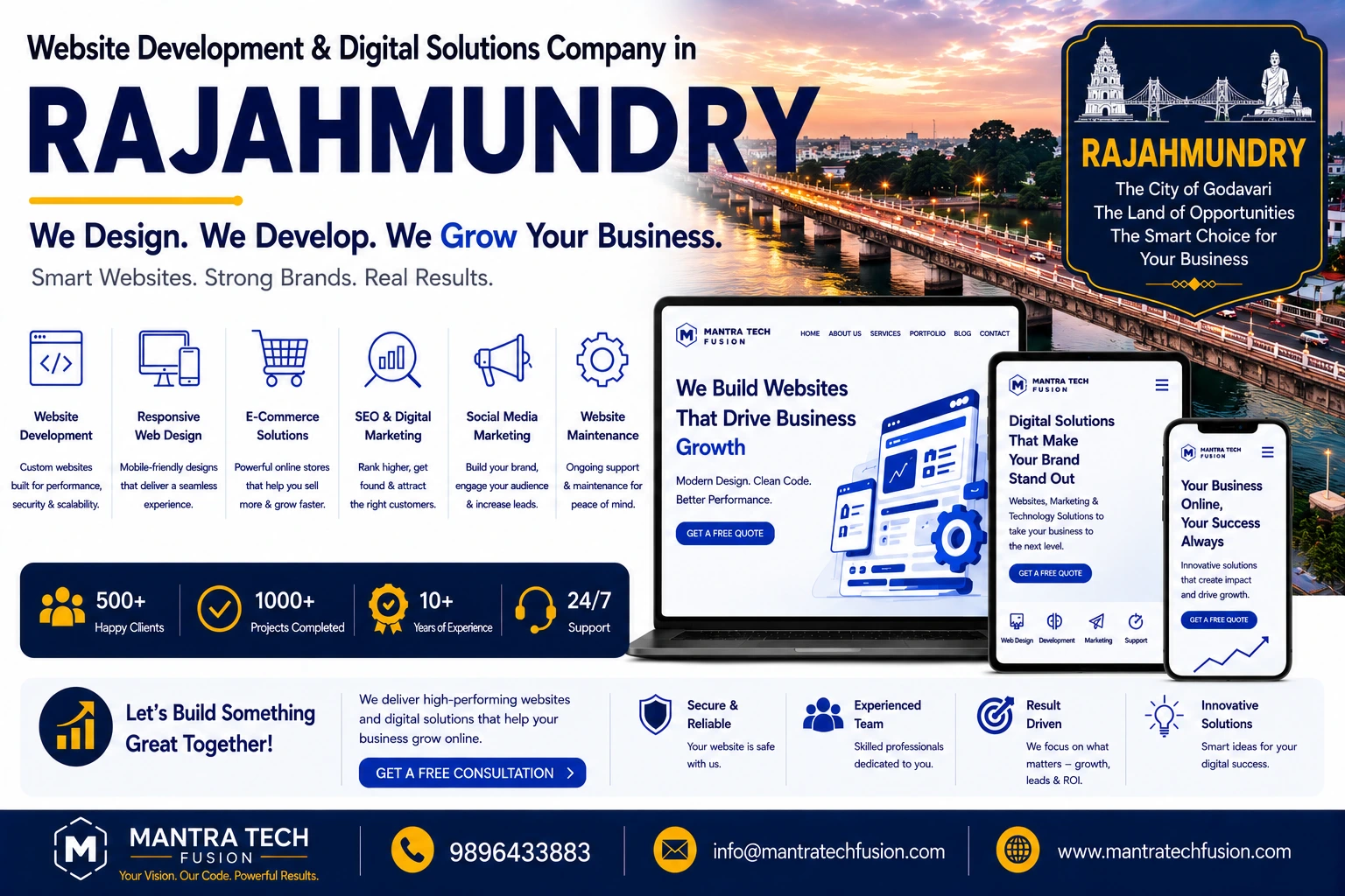 Professional website development and digital solutions services across Rajahmundry by Mantra Tech Fusion