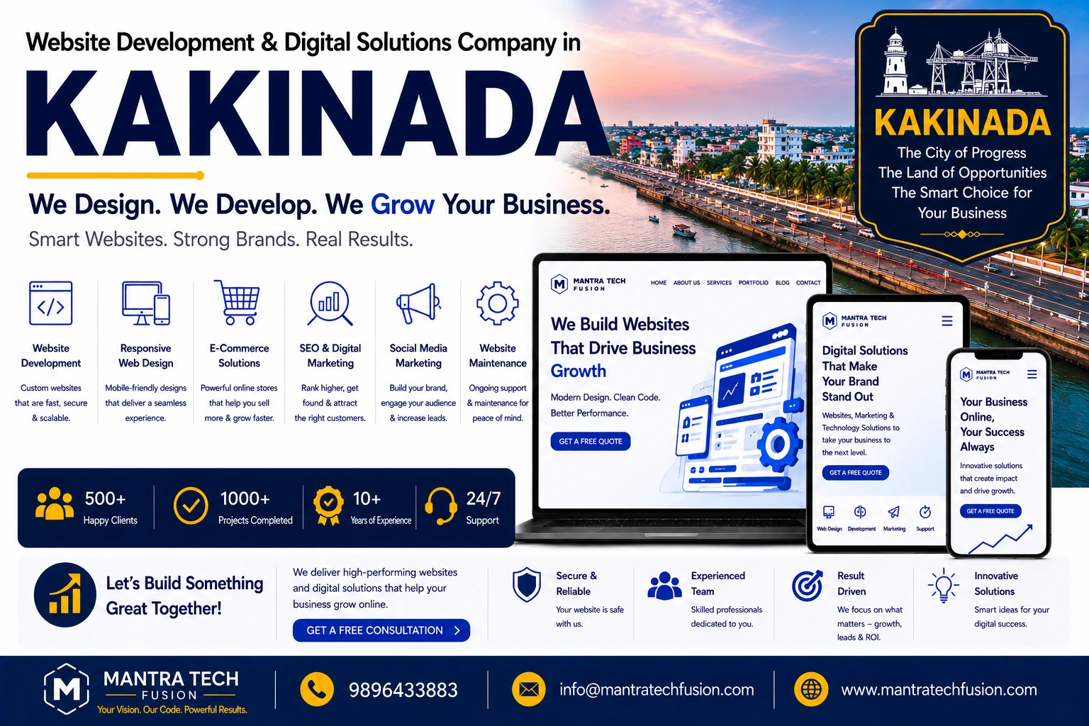 Professional website development and digital solutions services across Kakinada by Mantra Tech Fusion