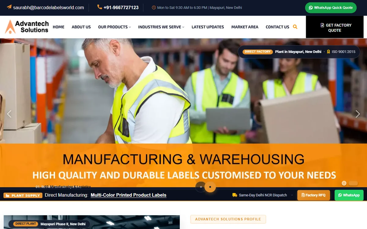 Advantech Solutions - Barcode Labels World website