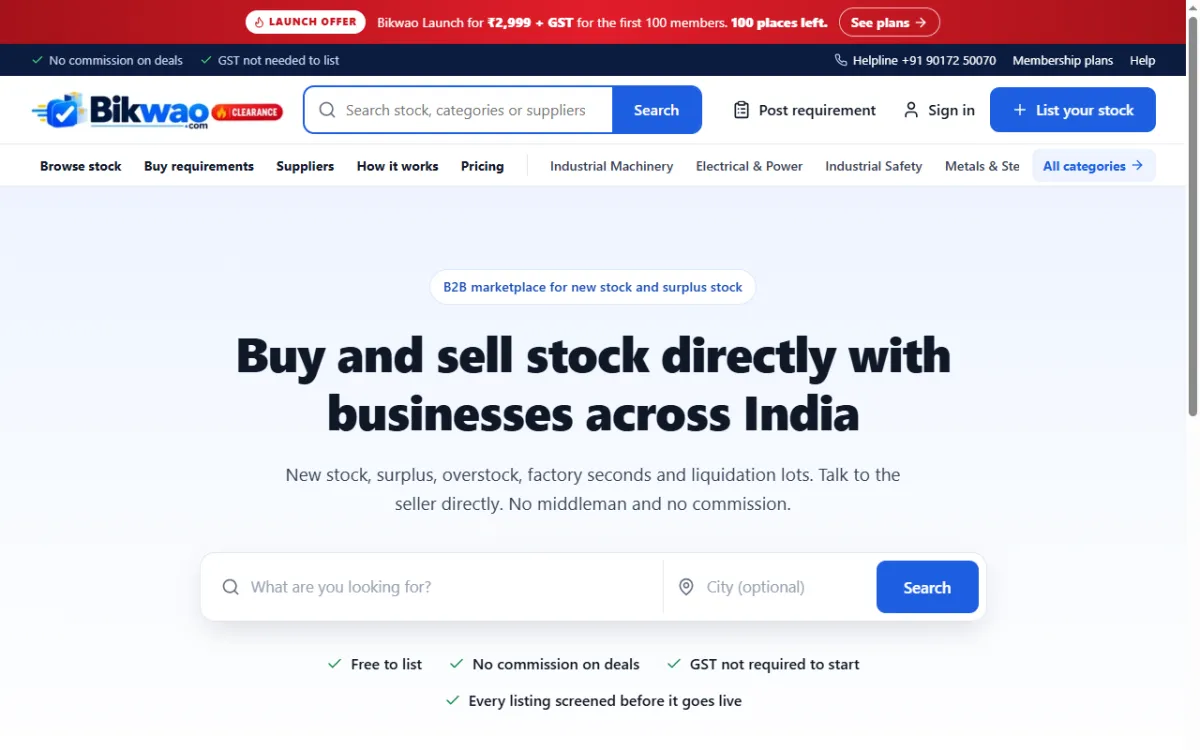 Bikwao: B2B Surplus & Stock Marketplace website