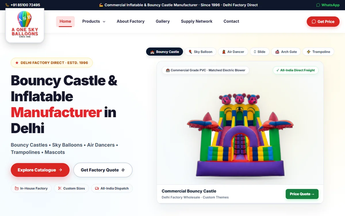 A One Sky Balloons - Bouncy Manufacturer website