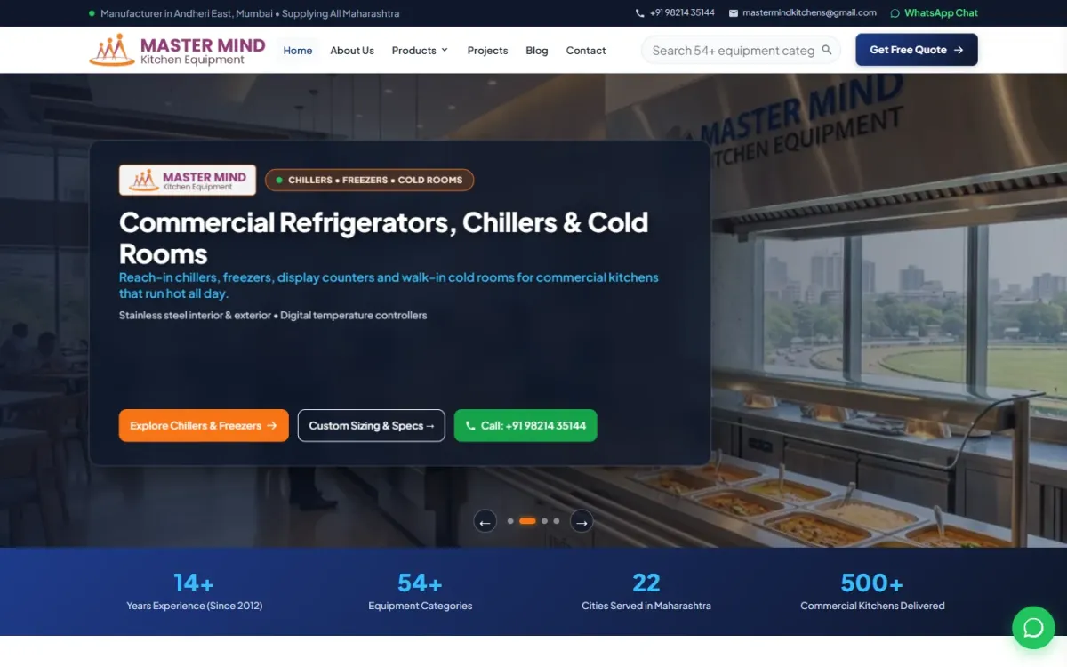 Master Mind Kitchen Equipment website