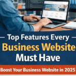 Professional web developer working on website design with the title "Benefits of Hiring a Professional Web Development Company" highlighting fast, secure, and SEO-optimized business websites.