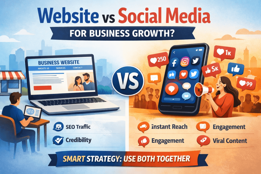 website vs social media for business growth comparison