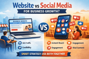 website vs social media for business growth comparison